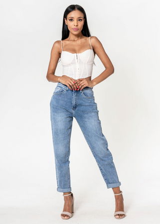 Blugi - Blugi dama mom fit Nina Carter albastru P502-21 M7