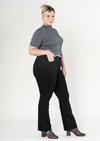 Blugi dama regular fit marimi mari Nina Carter negru P612-8  M10 [0]