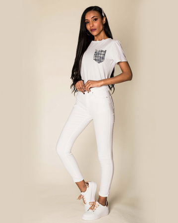 Noutati - Blugi Dama Slim Nina Carter Albi P109-2 M8