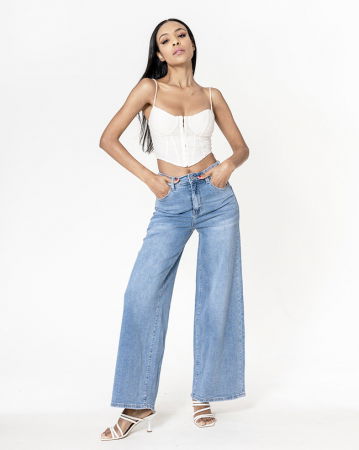 Blugi - Blugi dama wide leg Nina Carter albastru deschis YY300-6 M10