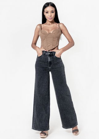 Blugi - Blugi negri dama wide leg Nina Carter YY300-7 M10