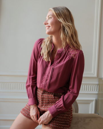 Camasi - Camasa dama cu aplicatii de dantela 4526T M8 Violet inchis