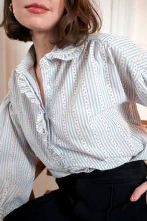 Noutati - Camasa in dungi premium si imprimeu floral ASD95088 M10