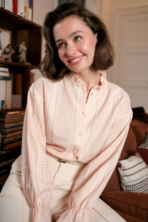 Noutati - Camasa roz deschis cu detalii brodate 4857TPINK M8