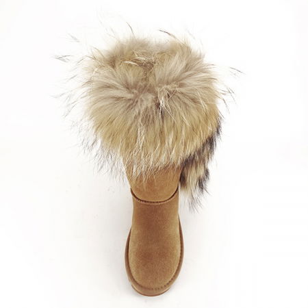 Cizme din piele naturala maro dechis cu blanita Eva [6]