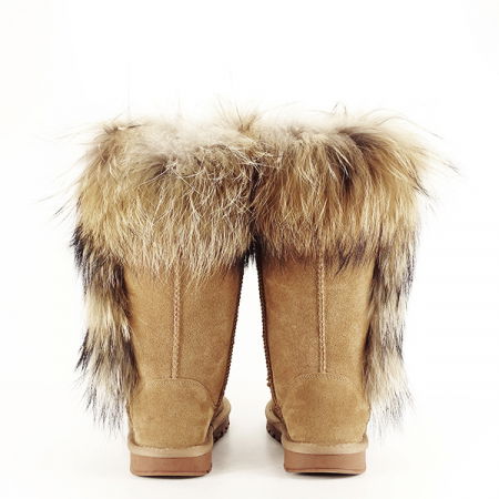 Cizme din piele naturala maro dechis cu blanita Eva [5]