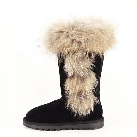 Cizme - Cizme din piele naturala negre cu blanita Eva