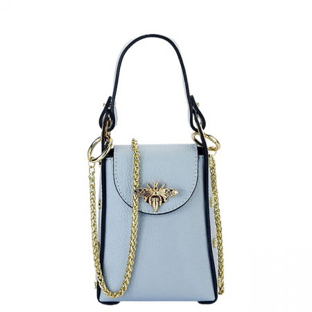 Clutch - Geanta albastru deschis mica din piele naturala 1021 127