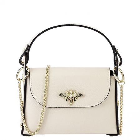 Clutch - Geanta bej mica din piele naturala 1602 122