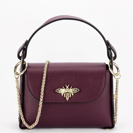 Genti mici - Geanta burgundy mica din piele naturala 1602 122