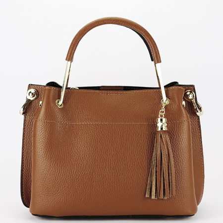 Posete - Geanta camel medie din piele naturala 8939 122