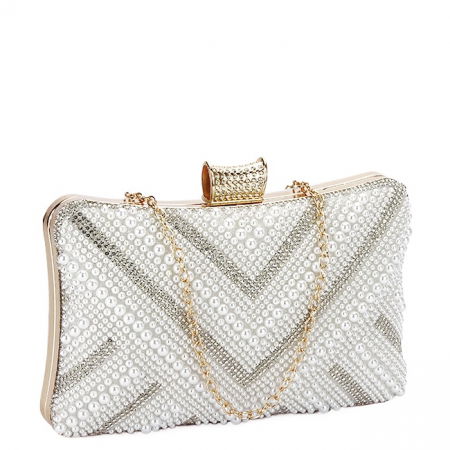 Clutch - Geanta clutch arginite cu perle ABYH-866 01