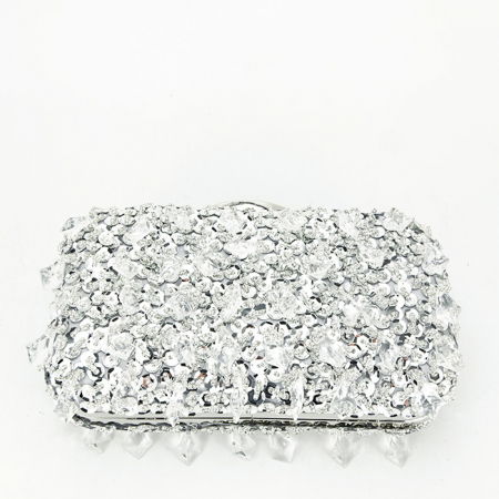 Geanta clutch argintie cu cristale si paiete BME6011 06 [4]