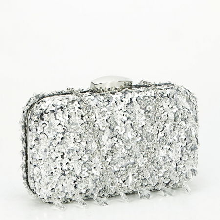 Geanta clutch argintie cu cristale si paiete BME6011 06 [1]