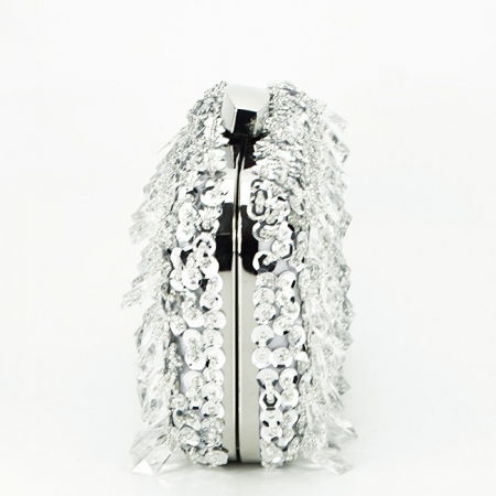 Geanta clutch argintie cu cristale si paiete BME6011 06 [2]