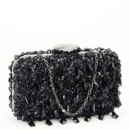 Clutch - Geanta clutch neagra cu cristale si paiete BME6011 06