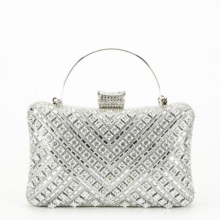 Clutch - Geanta clutch argintie cu model 3d BYH-87900 06