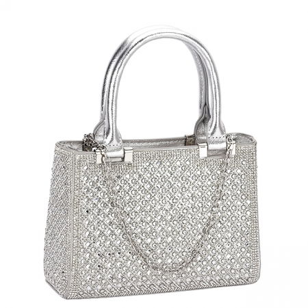 Clutch - Geanta clutch argintie cu pietricele BK07 05