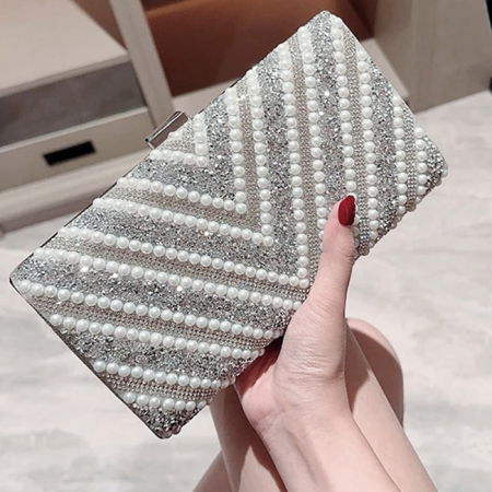 Clutch - Clutch elegant auriu decorat cu pietre