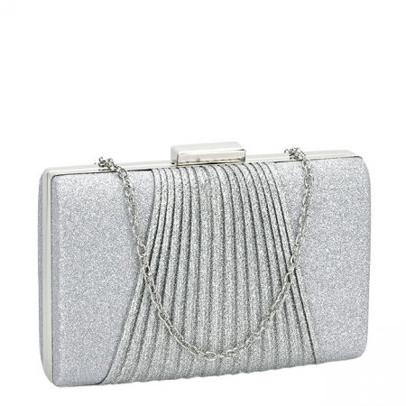 Clutch - Geanta clutch argintiu cu sclipici 1009 05