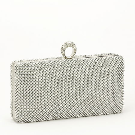 Clutch - Geanta clutch argintiu cu inel BFL-1063 05 Argintiu