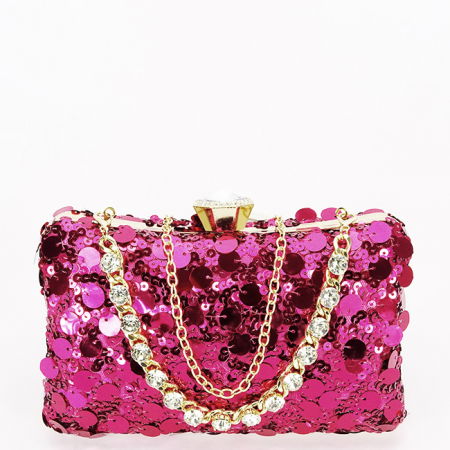 Clutch - Geanta clutch fucsia cu paiete BYH-896 05