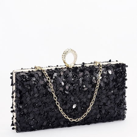 Clutch - Geanta clutch neagra cu cristale si paiete BYH-907 01
