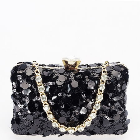 Clutch - Geanta clutch neagra cu paiete BYH-896 05