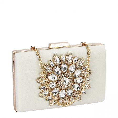 Clutch - Geanta clutch din catifea bej B18110 05