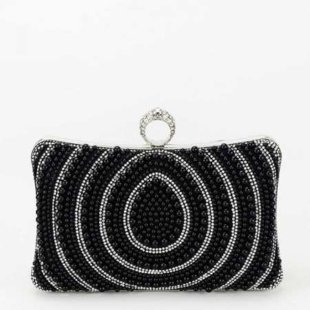 Clutch - Geanta clutch negru cu perle BYH-866 07