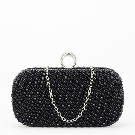 Clutch - Geanta clutch negru cu perle BYH863 06