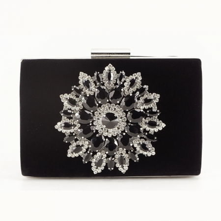 Clutch - GEANTA CLUTCH NEAGRA CU BROSA ARGINTIE MIRA