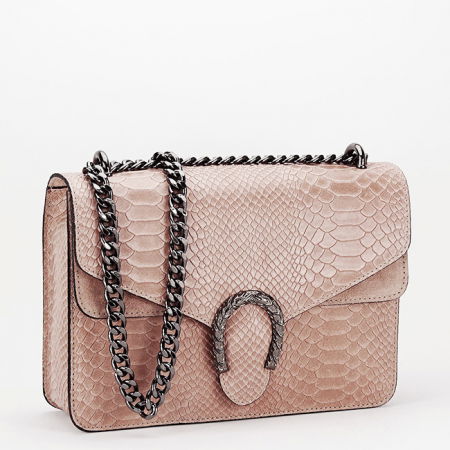 Clutch - Geanta din piele naturala rose nude 1524 123