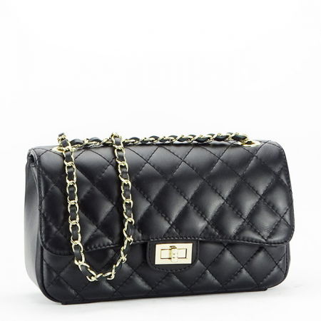 Posete - Geanta din piele naturala medie negra 1002 123