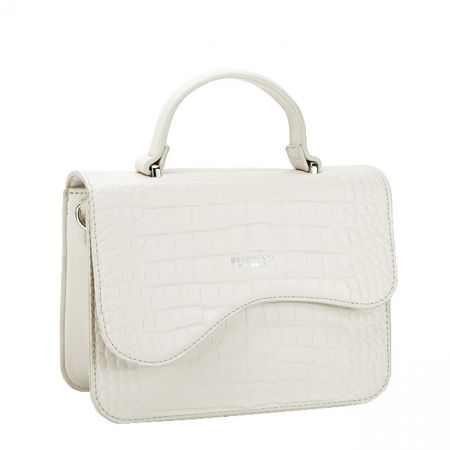 Clutch - Geanta mica alba cu imprimeu de reptila DJM3121-1 14