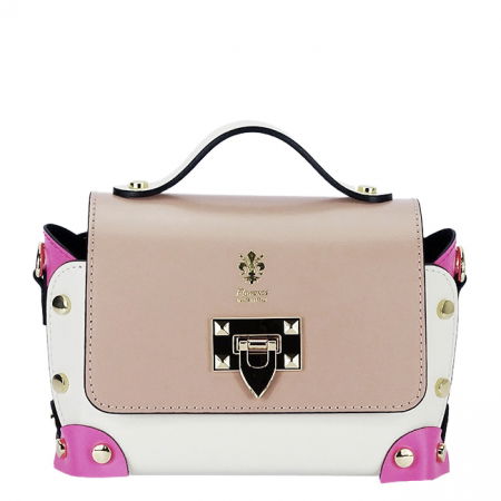 Genti mici - Geanta multicolora din piele naturala 1616 131 Crem