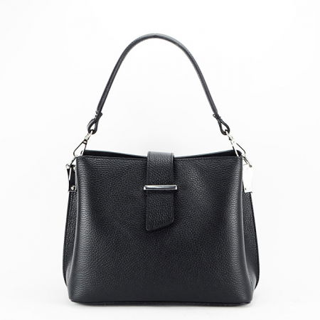 Posete - Geanta neagra medie din piele naturala 8962 123