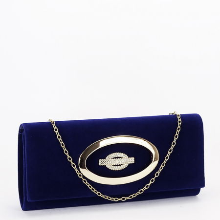 Clutch - Geanta plic bleumarin din catifea HY2068A 01