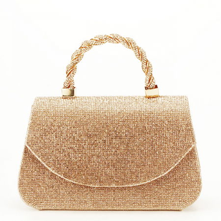 Clutch - Geanta eleganta sampaniu cu sclipici si pietricele BYH873 06