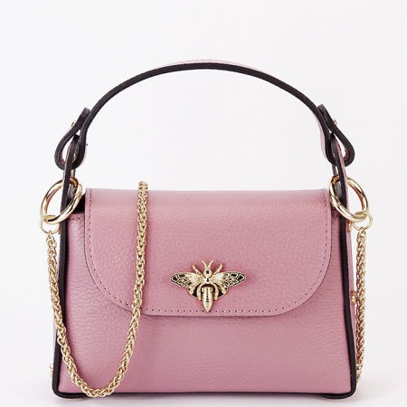 Genti mici - Geanta roz plamaniu mica din piele naturala 1602 122