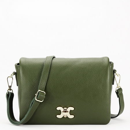 Clutch - Geanta verde kaki din piele naturala 7000 120