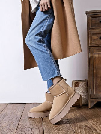 Cizme - Ghete bej din piele naturala