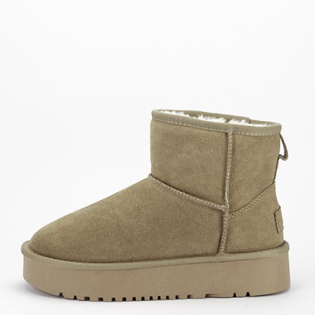 Cizme - Ghete bej din piele naturala NN605 117