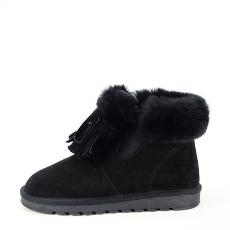 Cizme - Ghete din piele naturala negre cu blanita 603 114