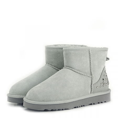 Cizme - Ghete gri din piele naturala Bella 116