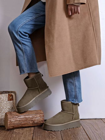 Cizme - Ghete kaki din piele naturala