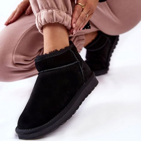 Cizme - Ghete negre din piele naturala W5821 118