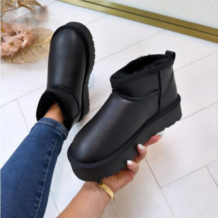 Cizme - Ghete negre din piele naturala W5828-1 118