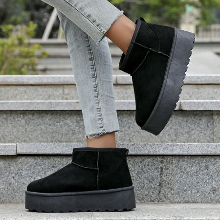 Noutati - Ghete negre imblanite cu talpa groasa LT33-43 112