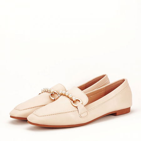 Balerini - Mocasini bej cu perle Meredith M2